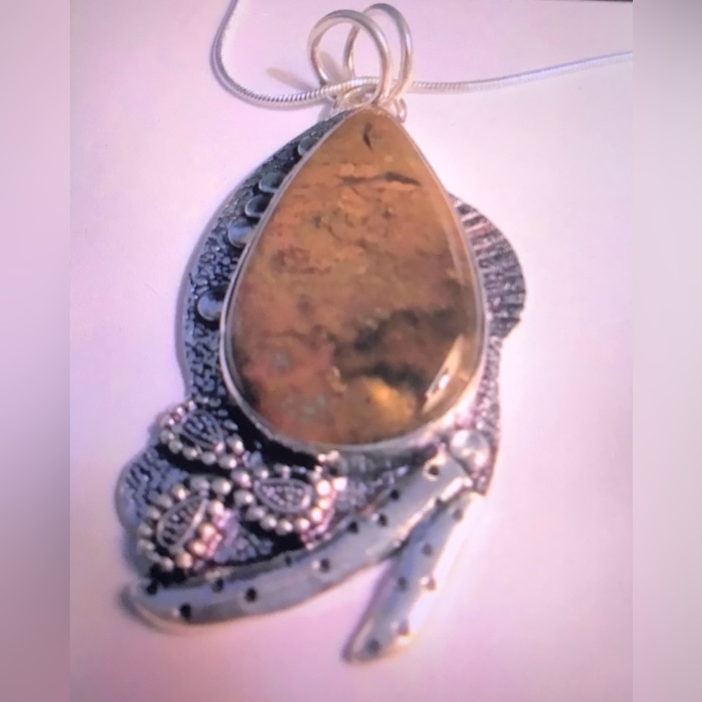 Jasper Stamped 925 Sterling Silver Necklace
